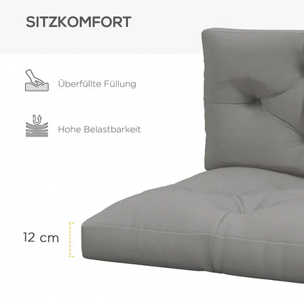 Outdoor Cushion Set, Tufted, 120x80x12 cm, Light Grey