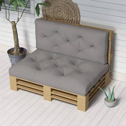 Outdoor Cushion Set, Tufted, 120x80x12 cm, Light Grey