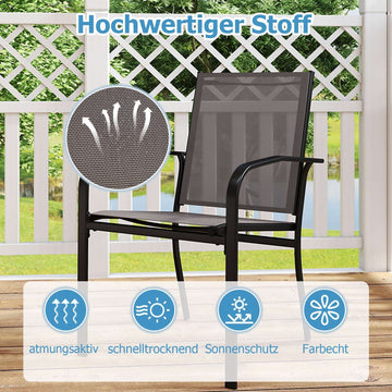 Outdoor Dining Chair Set – Stackable, Breathable Fabric, Gray