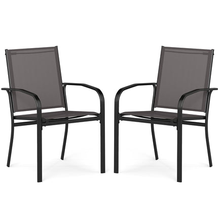 Outdoor Dining Chair Set – Stackable, Breathable Fabric, Gray