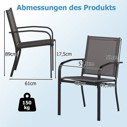 Outdoor Dining Chair Set – Stackable, Breathable Fabric, Gray