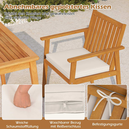 Outdoor Dining Chairs Set, Acacia Wood, Removable Cushions