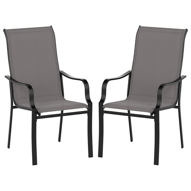 Outdoor Dining Chairs Set, High Back, 150kg Capacity, Grey
