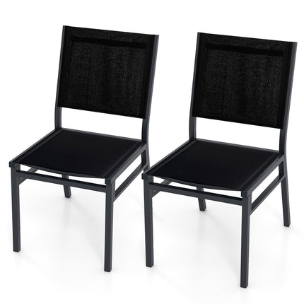 Outdoor Dining Chairs Set of 2, Breathable Fabric, Black