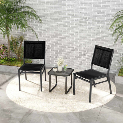 Outdoor Dining Chairs Set of 2, Breathable Fabric, Black