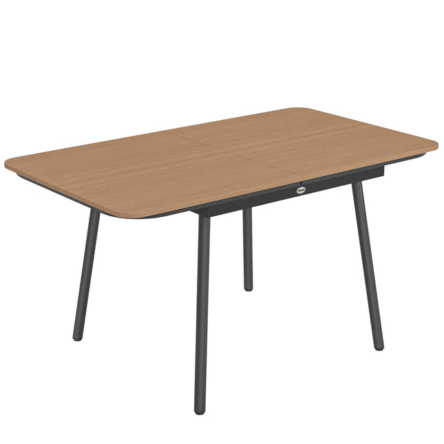 Outdoor Dining Table 140x80 cm, 6 Seats, Teak WPC Top