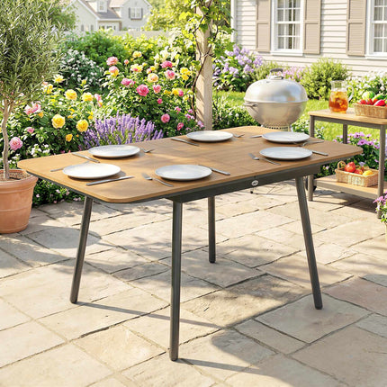 Outdoor Dining Table 140x80 cm, 6 Seats, Teak WPC Top