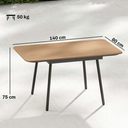 Outdoor Dining Table 140x80 cm, 6 Seats, Teak WPC Top