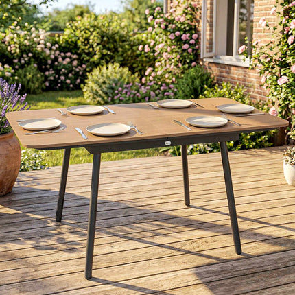 Outdoor Dining Table 140x80 cm, 6 Seats, Teak WPC Top