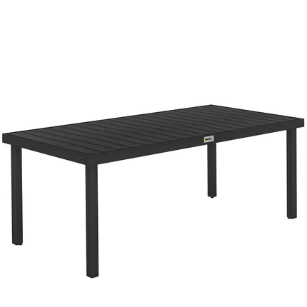 Outdoor Dining Table, Black, 190 x 90 x 74 cm, Seats 8