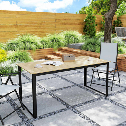 Outdoor Dining Table, Weatherproof, Seats 6, Teak Finish