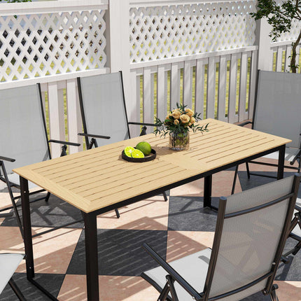 Outdoor Dining Table, Weatherproof, Seats 6, Teak Finish