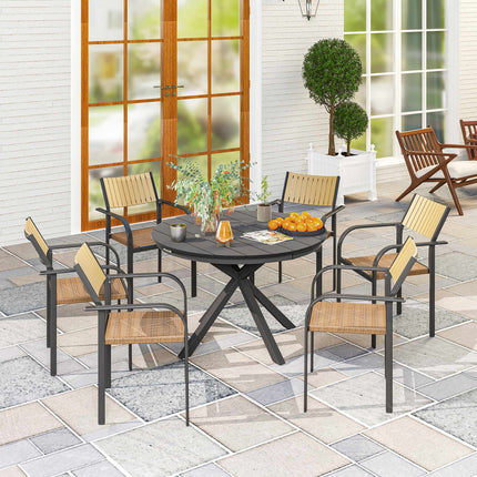 Outdoor Dining Table for 6, Aluminum Frame, Black