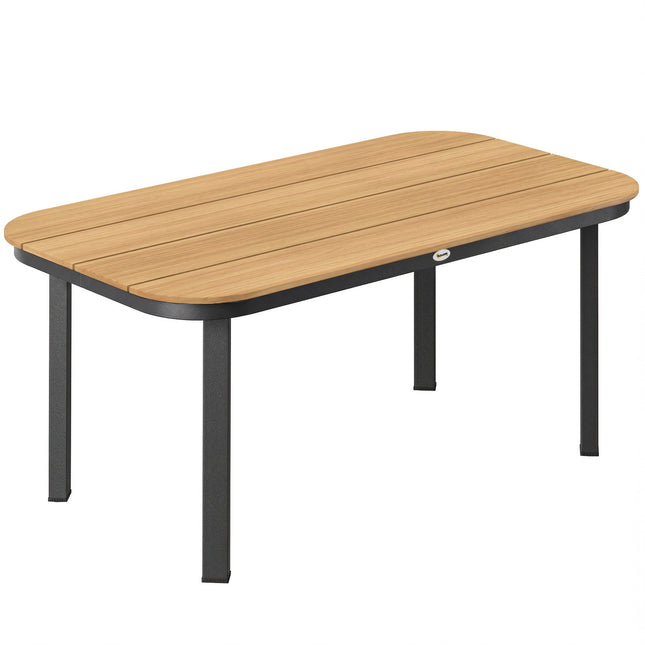 Outdoor Dining Table for 6, WPC Top, Metal Frame, 155x88 cm