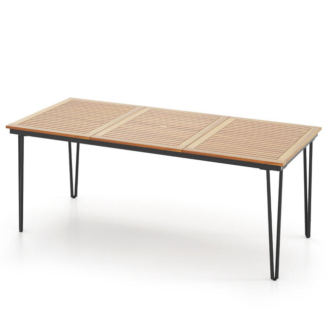 Outdoor Dining Table for 8, Acacia Top, 200x90 cm