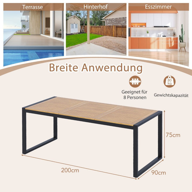 Outdoor Dining Table for 8, Acacia Wood, Umbrella Hole