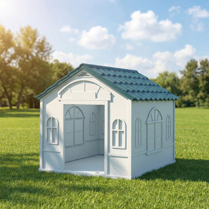 Outdoor Dog House, Weatherproof Plastic, 65 x 75.7 x 63 cm, Blue