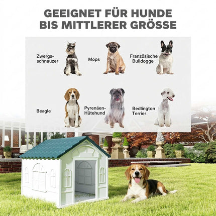 Outdoor Dog House, Weatherproof Plastic, 65 x 75.7 x 63 cm, Blue