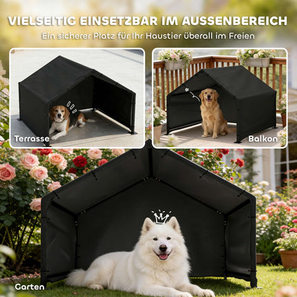 Outdoor Dog House with UV-Resistant Canopy, 125x110x93 cm