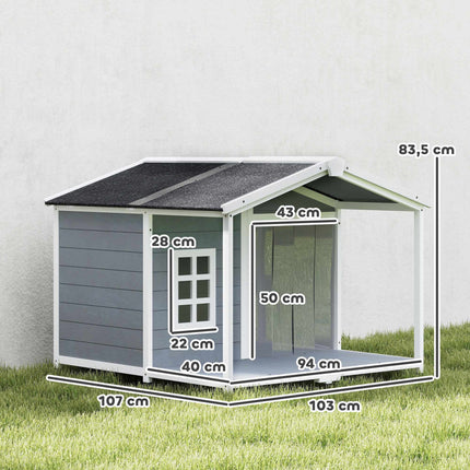 Outdoor Dog House with Veranda, Weatherproof, Easy Clean
