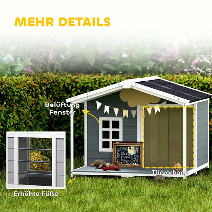 Outdoor Dog House with Veranda, Weatherproof, Easy Clean