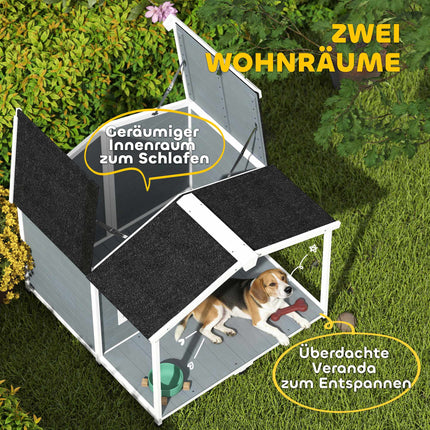 Outdoor Dog House with Veranda, Weatherproof, Easy Clean