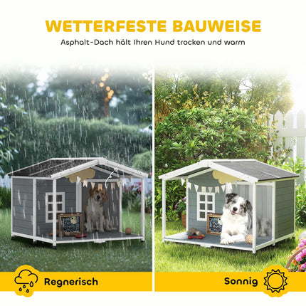 Outdoor Dog House with Veranda, Weatherproof, Easy Clean