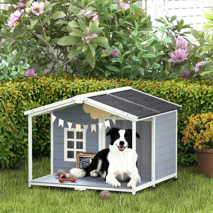Outdoor Dog House with Veranda, Weatherproof, Easy Clean