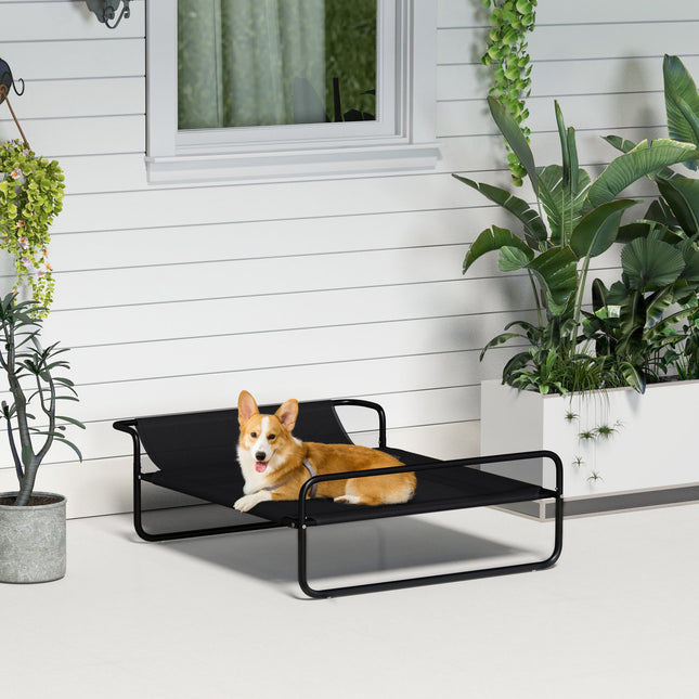 Raised outdoor dog bed with breathable mesh cover