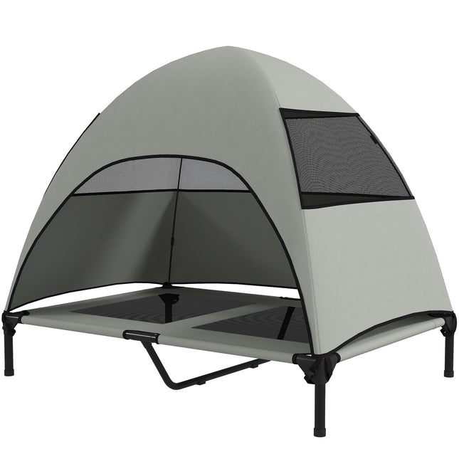 Outdoor elevated dog bed with roof, cooling net, large