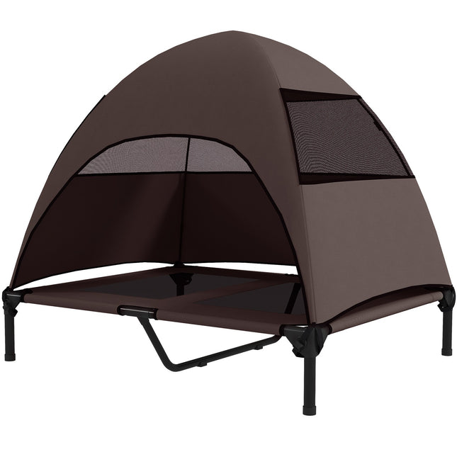 Outdoor raised dog bed with canopy - large, cooling, washable
