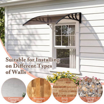 Outdoor Door Canopy Awning, 39x30 Inch, Brown