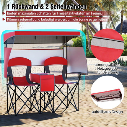 Outdoor Double Camping Chair with Adjustable Sunshade