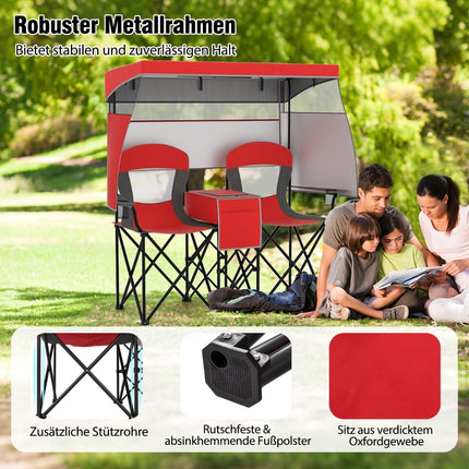Outdoor Double Camping Chair with Adjustable Sunshade