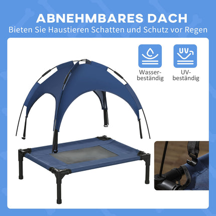 Elevated outdoor dog bed, UV protection, Dark blue, 61x46x62cm