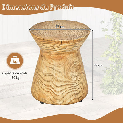 Outdoor End Table, Natural Rock, Wood Grain, 14.5 x 17 in