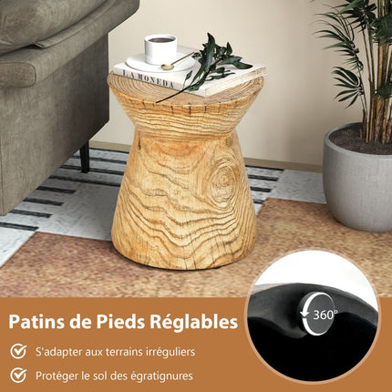 Outdoor End Table, Natural Rock, Wood Grain, 14.5 x 17 in