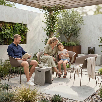 Outdoor Ergonomic Garden Chairs Set of 4, Weatherproof, Coffee