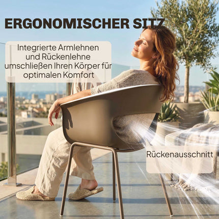 Outdoor Ergonomic Garden Chairs Set of 4, Weatherproof, Coffee