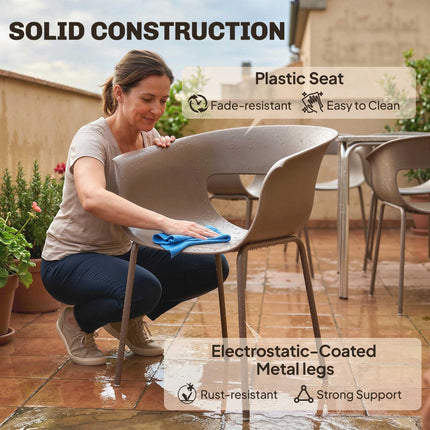 Outdoor Ergonomic Garden Chairs Set of 4, Weatherproof, Coffee