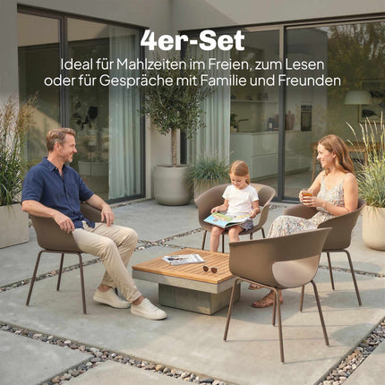 Outdoor Ergonomic Garden Chairs Set of 4, Weatherproof, Coffee