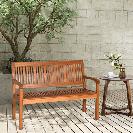 Outdoor Eucalyptus Wood Garden Bench, 2-Seater