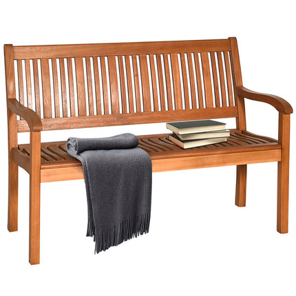 Outdoor Eucalyptus Wood Garden Bench, 2-Seater