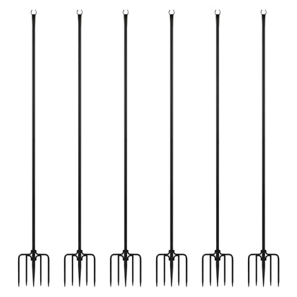 Outdoor Fairy Light Poles, 3m, Black, 6 Pack
