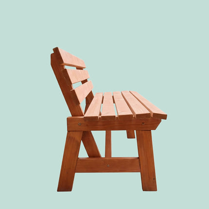 Outdoor Fir Wood Garden Bench with Backrest, Orange