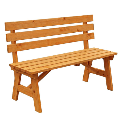 Outdoor Fir Wood Garden Bench with Backrest, Orange