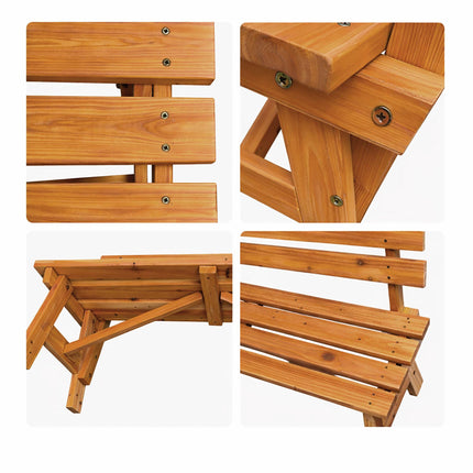 Outdoor Fir Wood Garden Bench with Backrest, Orange