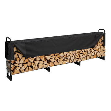 Outdoor Firewood Rack With Waterproof Cover, 12 Ft