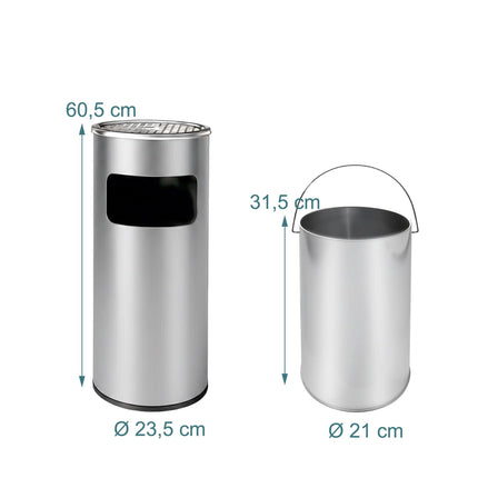 Outdoor Floor Ashtray, 30L Bin, Removable Bucket
