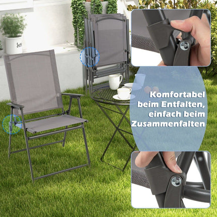 Outdoor Folding Chair Set, High Back, Breathable Fabric